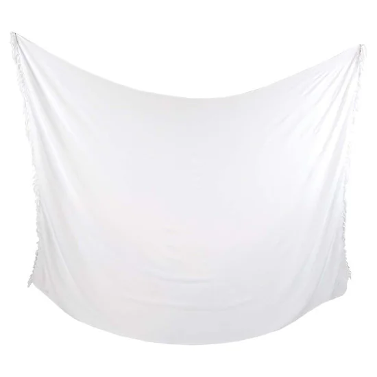 Vit enfärgad sarong i rayon med knutna fransar