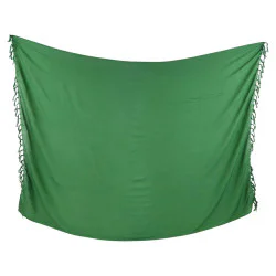 Enfärgad mörkgrön sarong med fransar