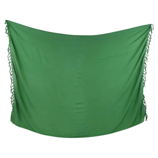 Enfärgad mörkgrön sarong i rayon med fransar
