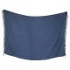 Enfärgad marinblå sarong i rayon med knutna fransar