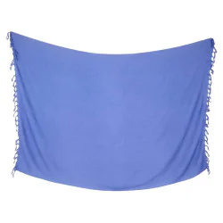 Blålila enfärgad sarong med knutna fransar