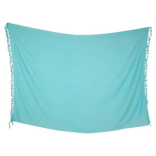Enfärgad mintturkos sarong i rayon med knutna fransar
