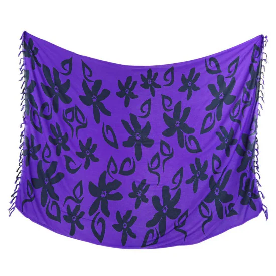 Lila sarong med klassisk design med småblommor
