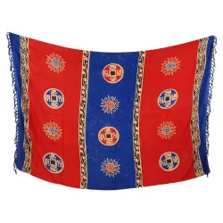 Sarong i asiatisk stil i rött och blått färgval