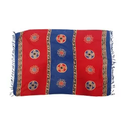Sarong i asiatisk stil i rött och blått färgval