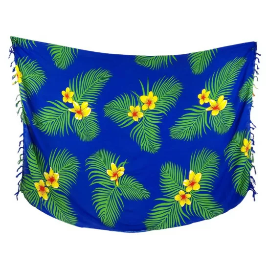 Sarong med blomtryck i färgerna blå, gul & grön
