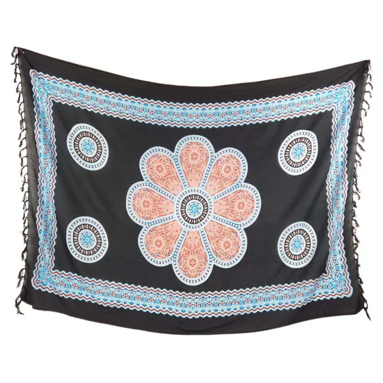 Stort Mandala i svart och blå kulör