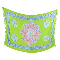 Grön Mandala-sarong med stort tryck i mitten