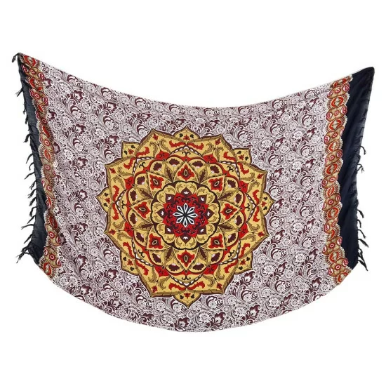 Kraftfull blomster-mandala med svarta kanter