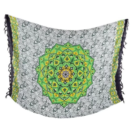 Sarong med lotusblomma i grön nyans