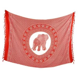 Röd elefant sarong i tunt tyg