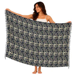 Savann-sarong med svart och beige naturmönster