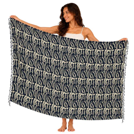 Savann-sarong med grafiskt mönster i svart och beige