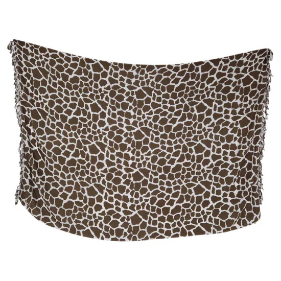 Brun sarong med ljusgrått giraffmönster och fransar