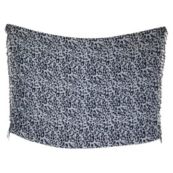 Gråblå sarong med svart leopardmönster