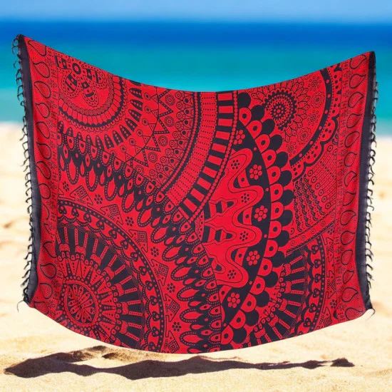 Röd sarong i Rayon-material för extra komfort