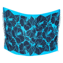 Sarong Hibiskus – Blå med svart mönster