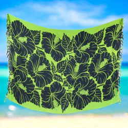 Sarong Hibiskus – Grön med svart mönster