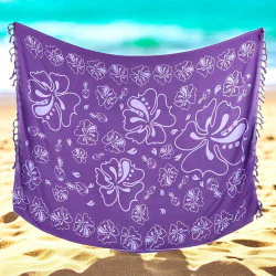 Sarong Hibiskusmönster – Lila blomdesign