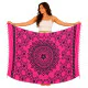 Rosa sarong med mandalamönster – strandplagg med fransar i viskos