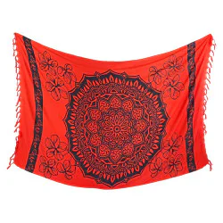 Rött strandlakan med lotus mandala motiv