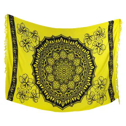 Gul sarong med mandala och frangipani blommor