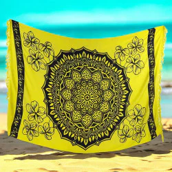 Gul sarong med mandala och frangipani blommor