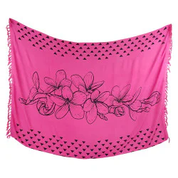 Rosa sarong med hibiskusmönster