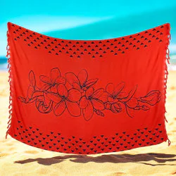 Strandkjol med röda hibiskusblommor