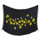 Svart sarong med gula frangipaniblommor och fransar