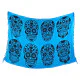 Blå sarong med svarta Calavera-dödskallar och fransar