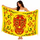 Gul sarong med röd Calavera-dödskalle och ornament