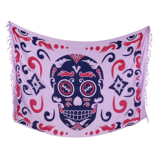 Ljusrosa sarong med stort marinblått Calavera-motiv
