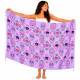 Ljuslila sarong med rosa och marinblå Calaveramotiv