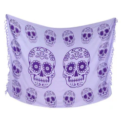 Lila sarong med Calavera- och blommotiv