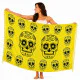 Gul sarong med svarta Calavera-motiv och ornament