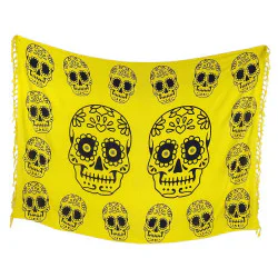 Gul sarong med svart Calavera-tryck