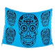 Blå sarong med stort svart Calavera-motiv och ornament