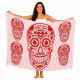 Ljusrosa sarong med röda Calavera-motiv och fransar