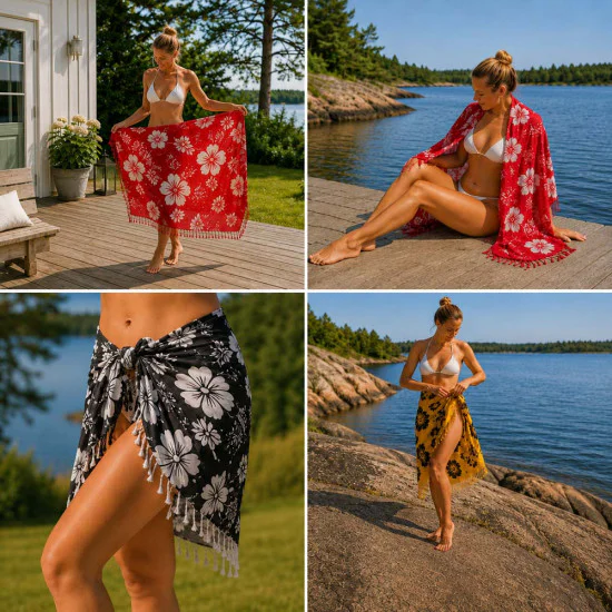 Mörkgul sarong för strand och bad