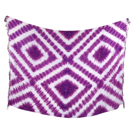 Sarong Tie Dye med rutor i lila och vit färg